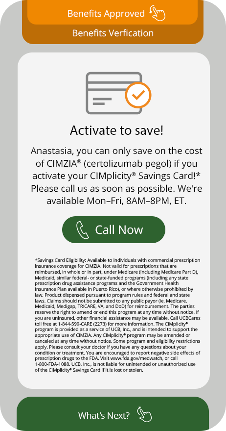 Activate your savings card with call-to-action