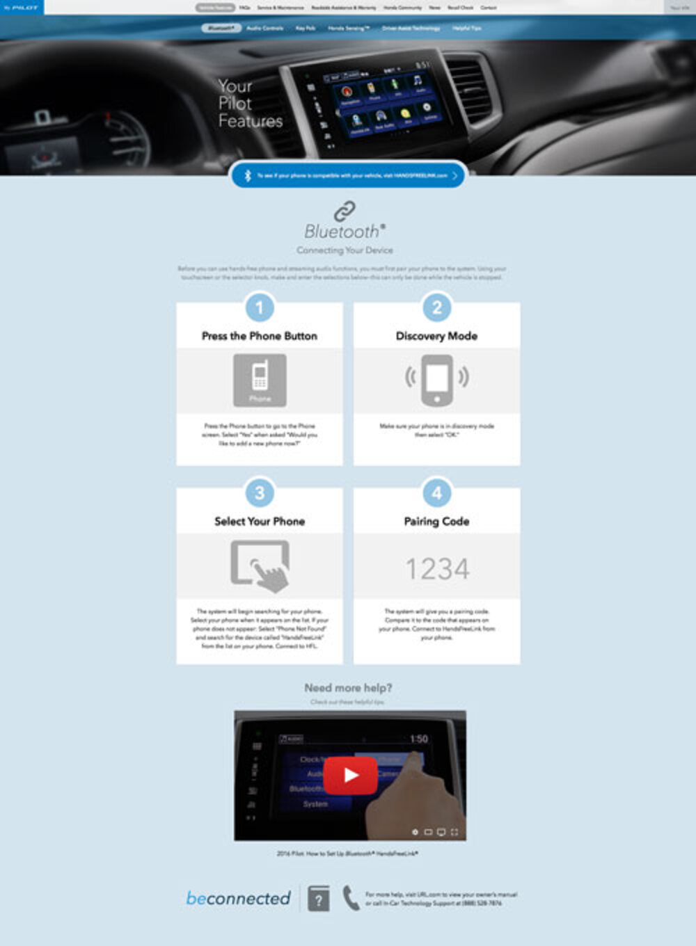 Vehicle features and Bluetooth pairing