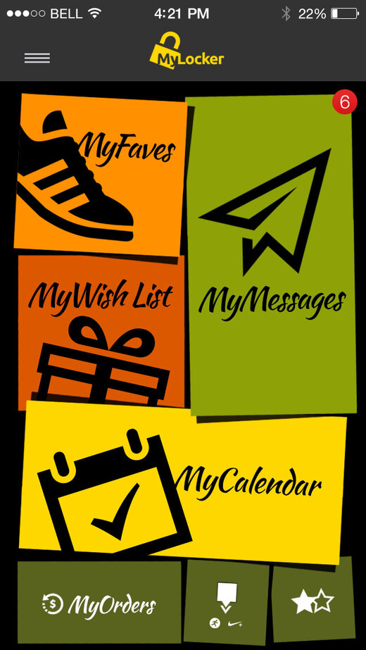 MyLocker app home with tiles