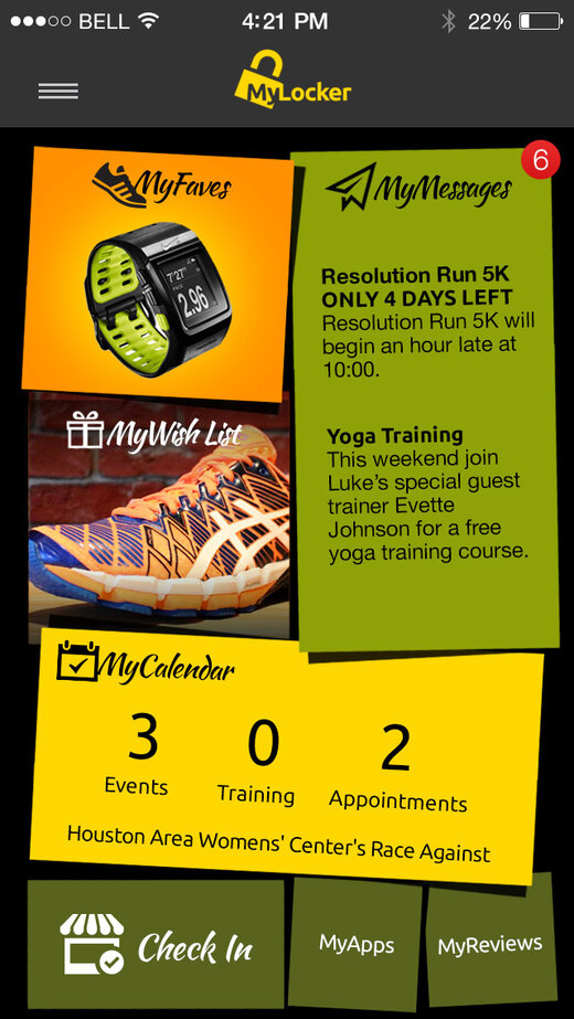 MyLocker app with messages and calendar