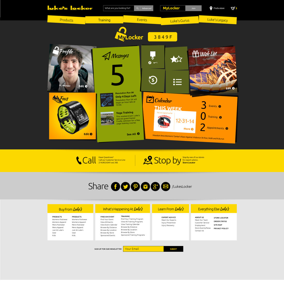 MyLocker web dashboard, personalized