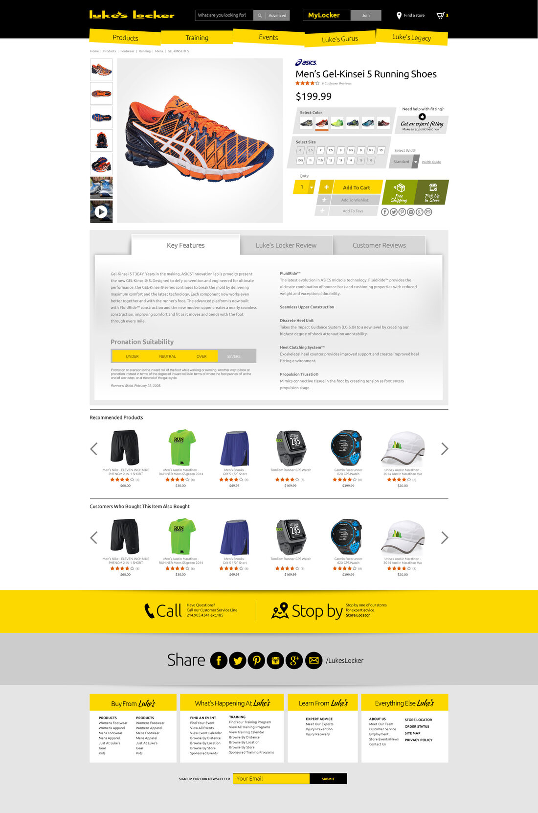 Running shoe product detail page with reviews