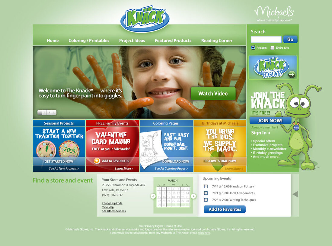 The Knack kids crafting microsite